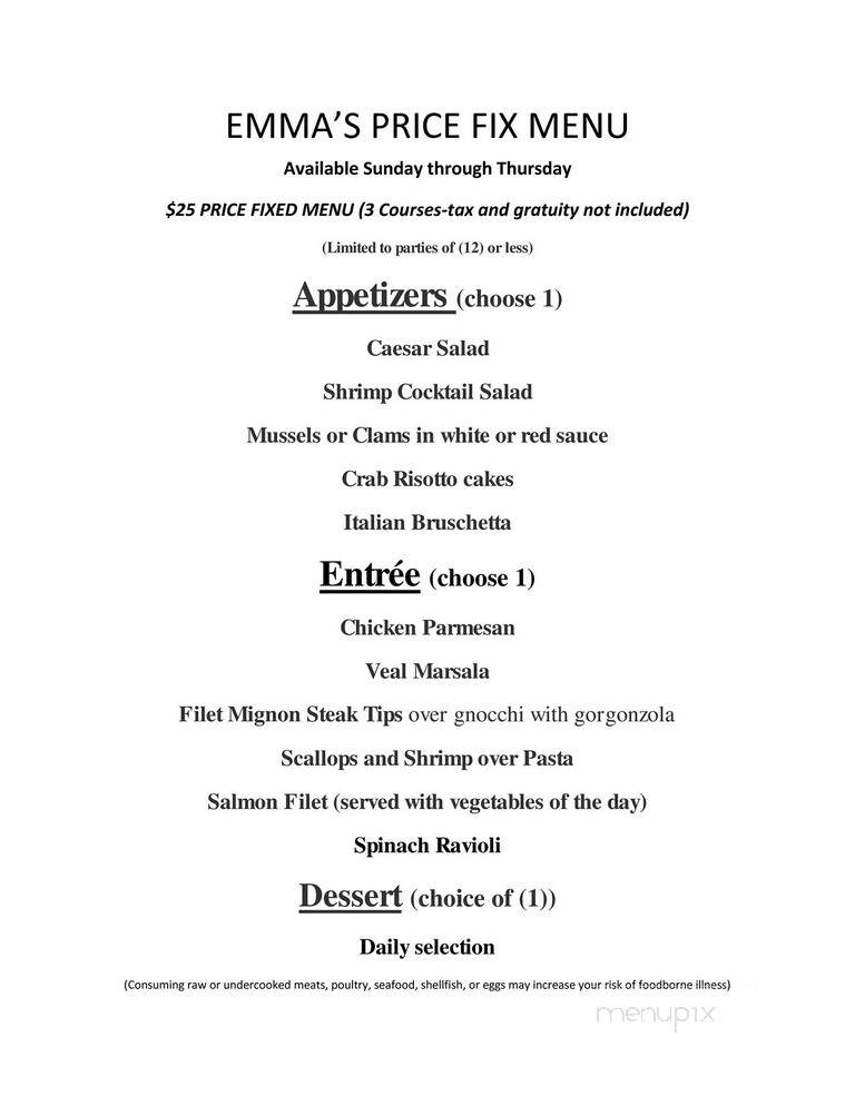 Emma's Cafe & Restaurant - Philadelphia, PA menu_pic