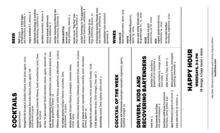 Tacolicious - San Francisco, CA menu_pic