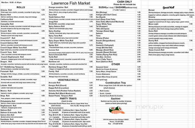 Lawrence Fish Market - Chicago, IL menu_pic