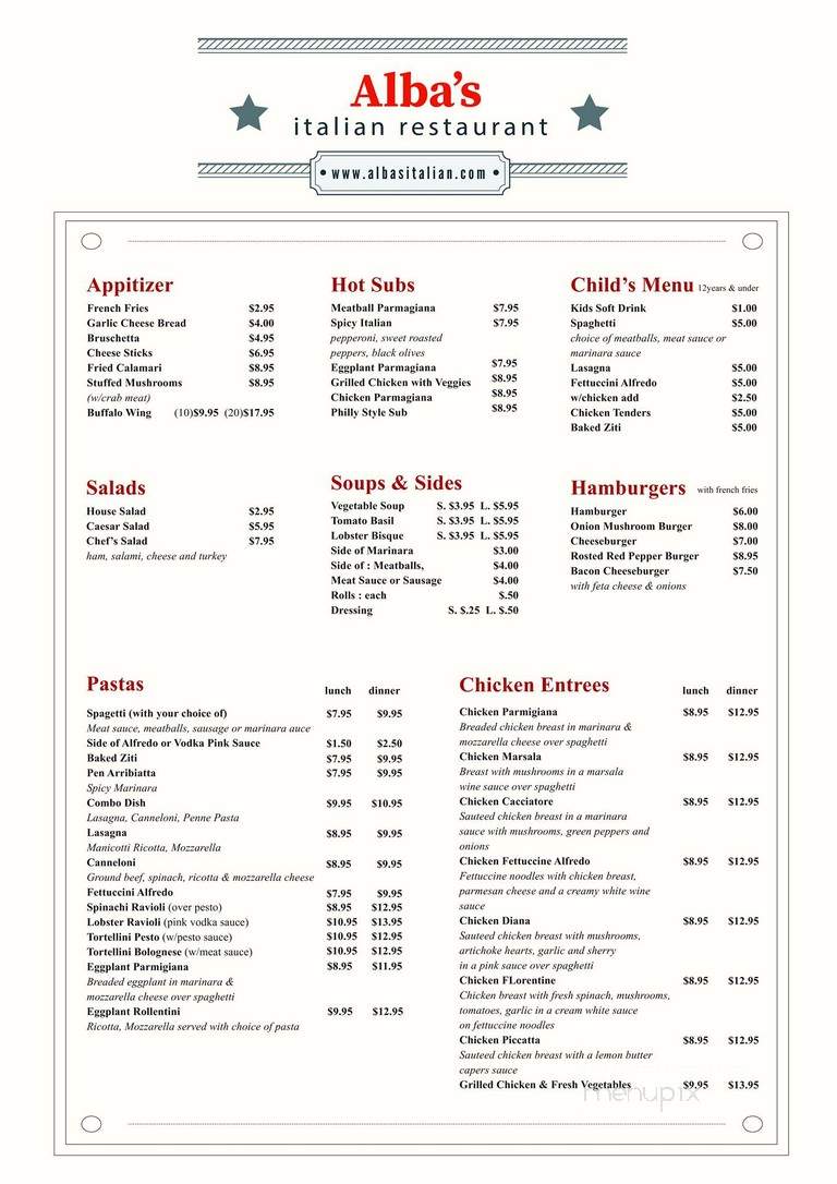 Alba's Italian Restaurant & Bar - Fort Worth, TX menu_pic