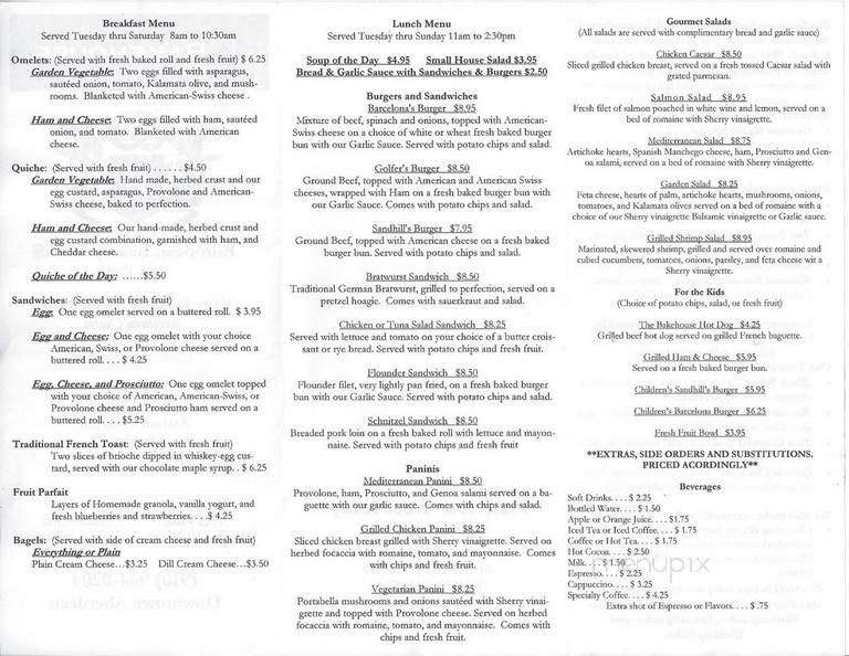 The Bakehouse - Aberdeen, NC menu_pic