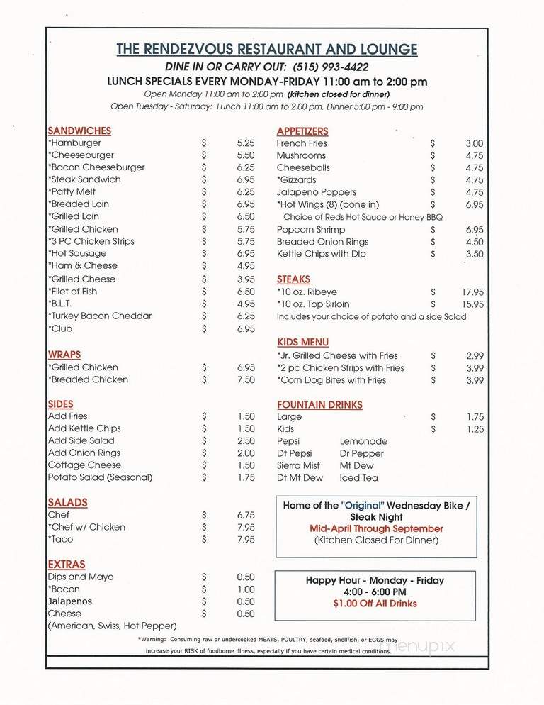 Rendezvous - Adel, IA menu_pic