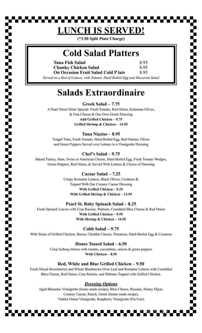 Pearl Street Diner - Albany, NY menu_pic