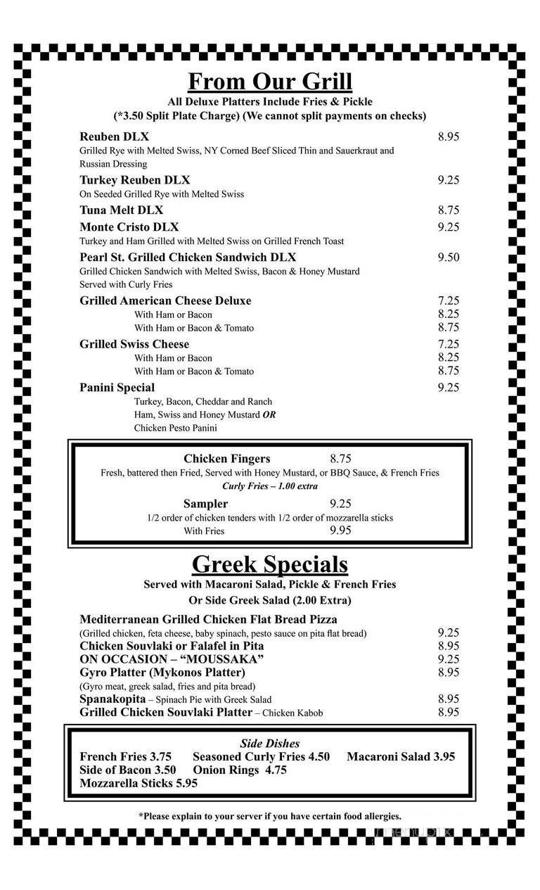 Pearl Street Diner - Albany, NY menu_pic