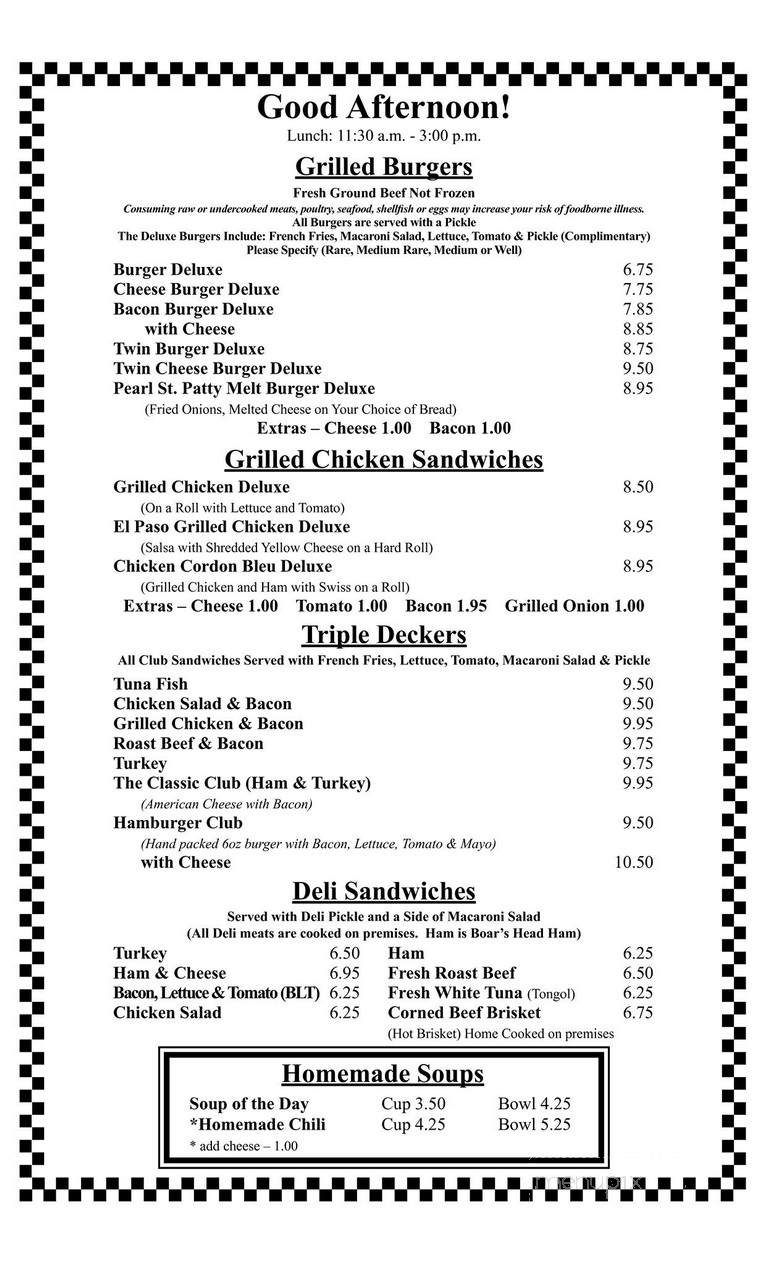 Pearl Street Diner - Albany, NY menu_pic