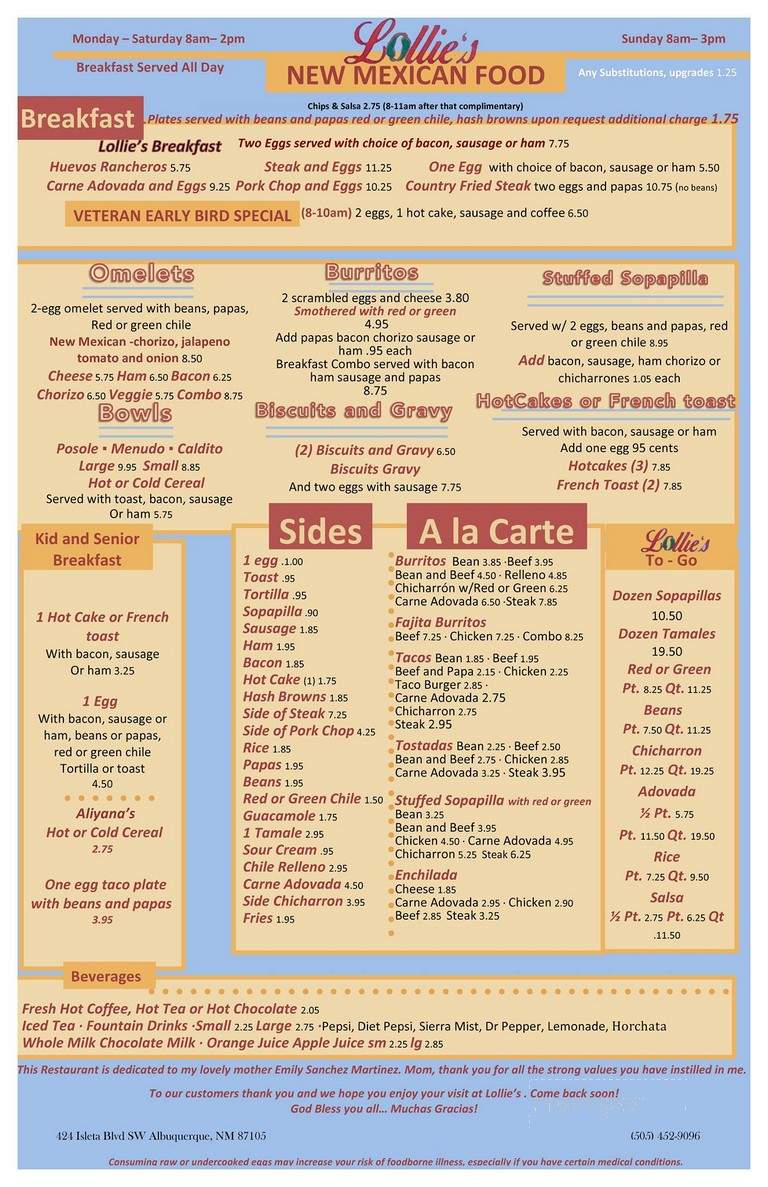 Mesa Grill - Albuquerque, NM menu_pic