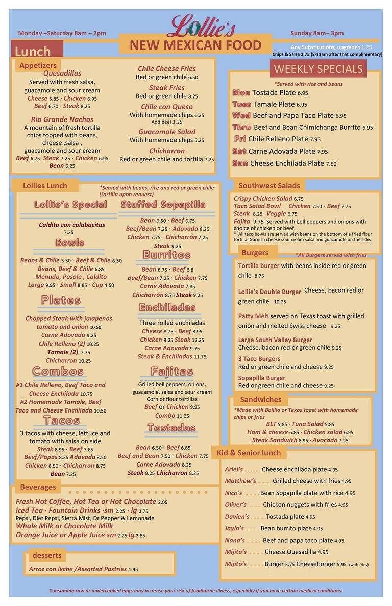 Mesa Grill - Albuquerque, NM menu_pic