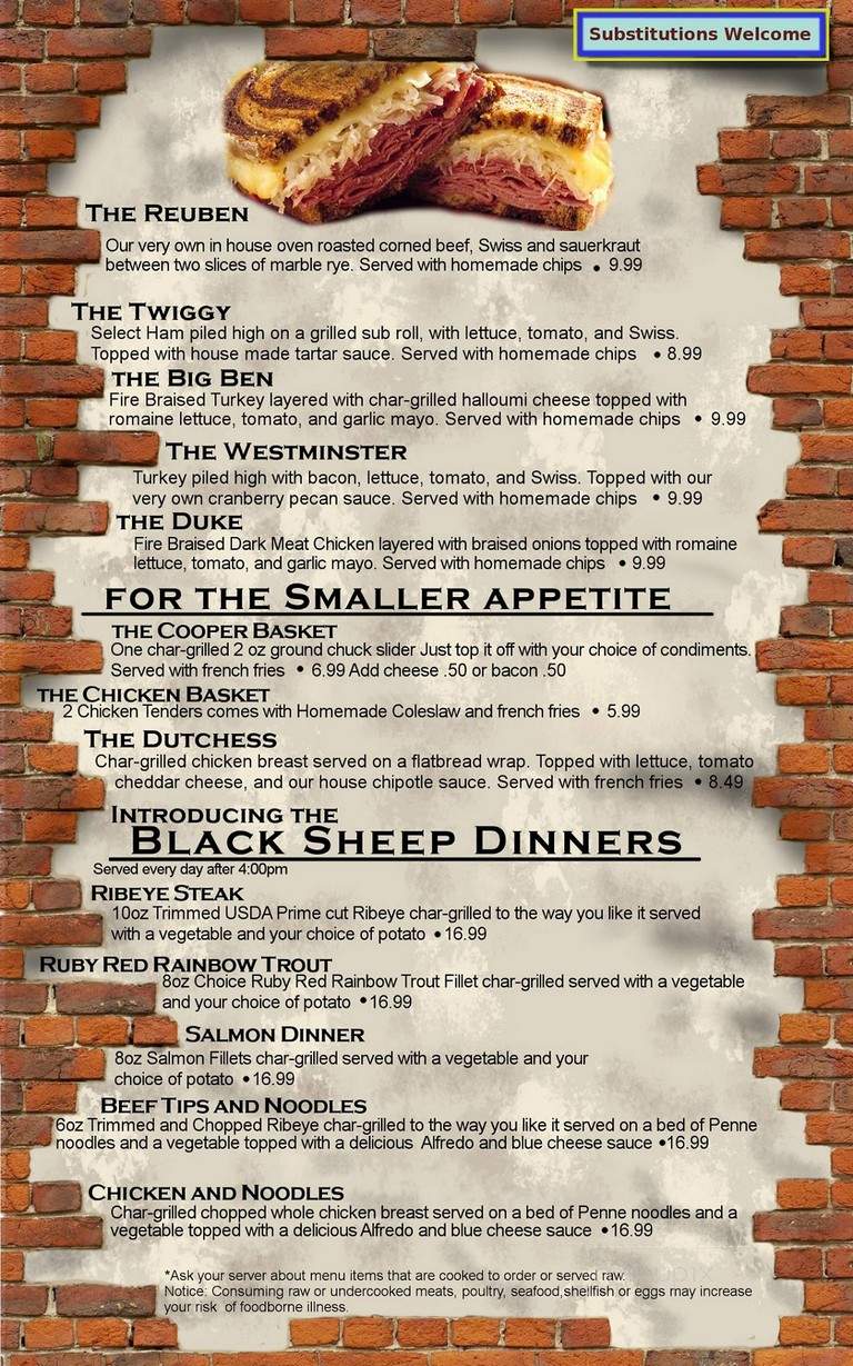 Black Sheep Pub - Alpena, MI menu_pic
