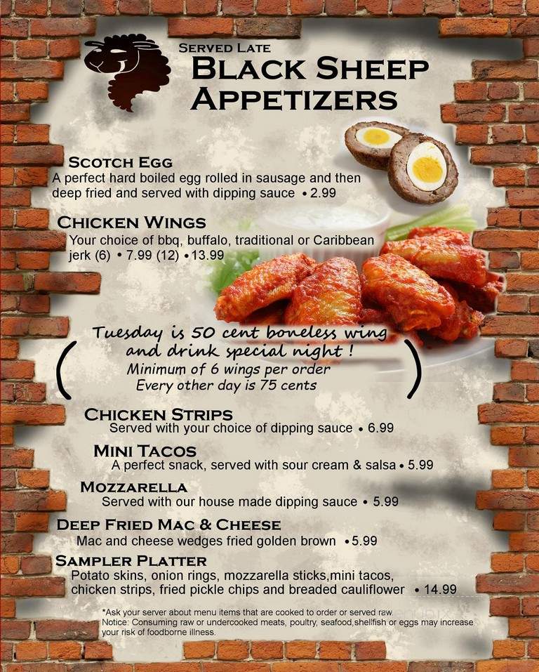Black Sheep Pub - Alpena, MI menu_pic