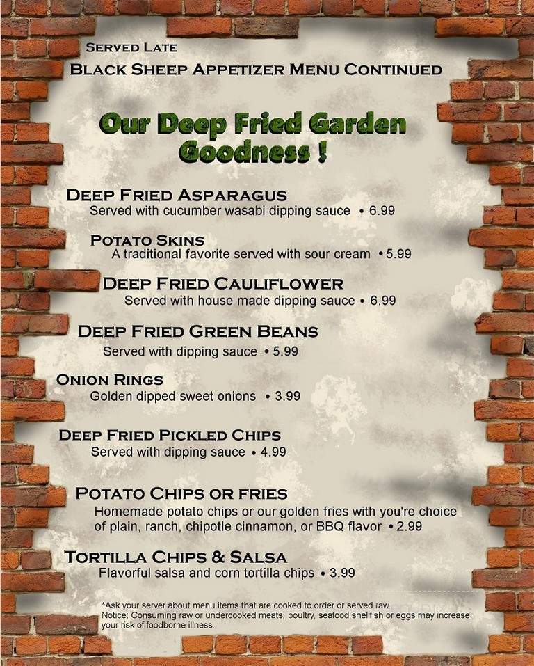 Black Sheep Pub - Alpena, MI menu_pic