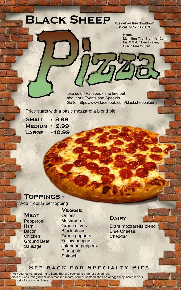 Black Sheep Pub - Alpena, MI menu_pic