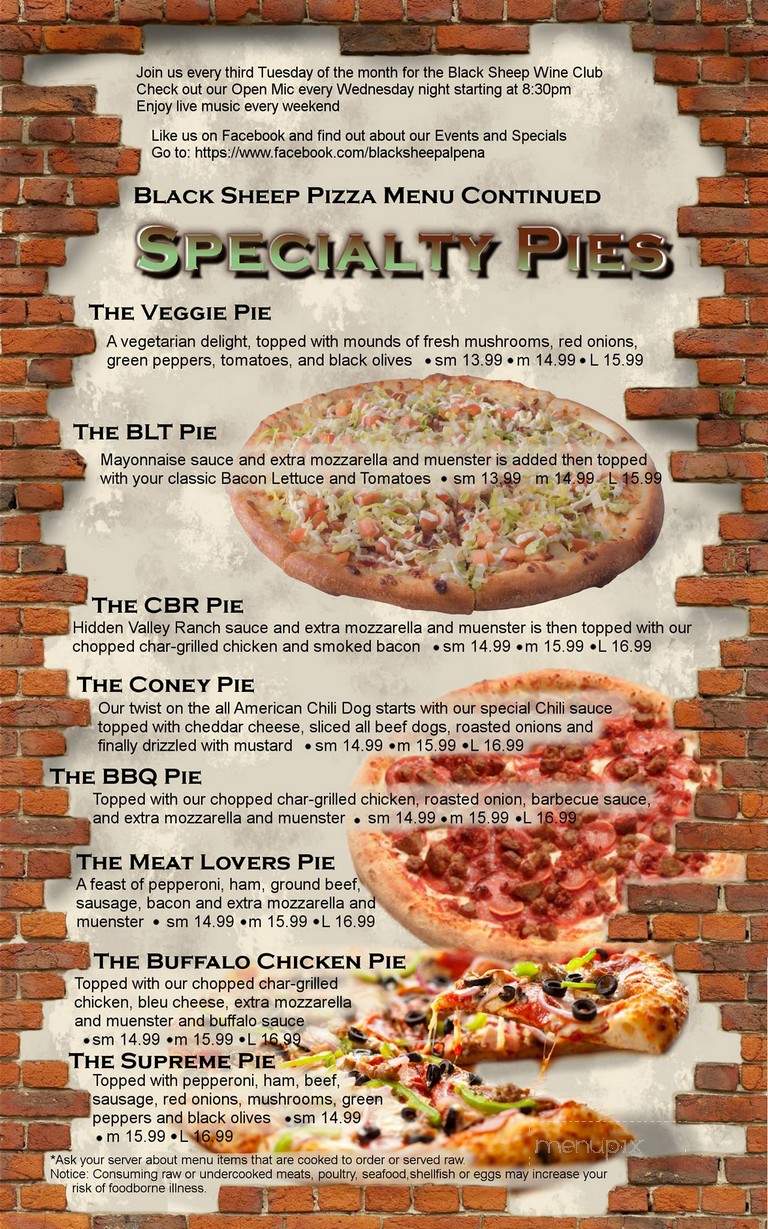 Black Sheep Pub - Alpena, MI menu_pic