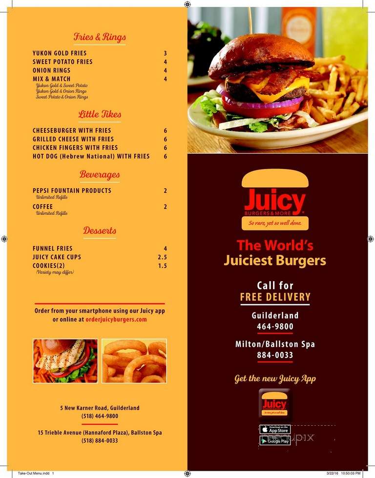 Juicy Burgers and More - Ballston Spa, NY menu_pic