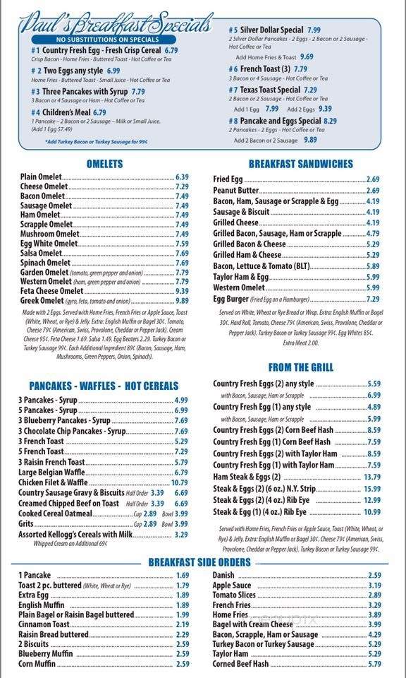 Paul's Lunchenette - Baltimore, MD menu_pic