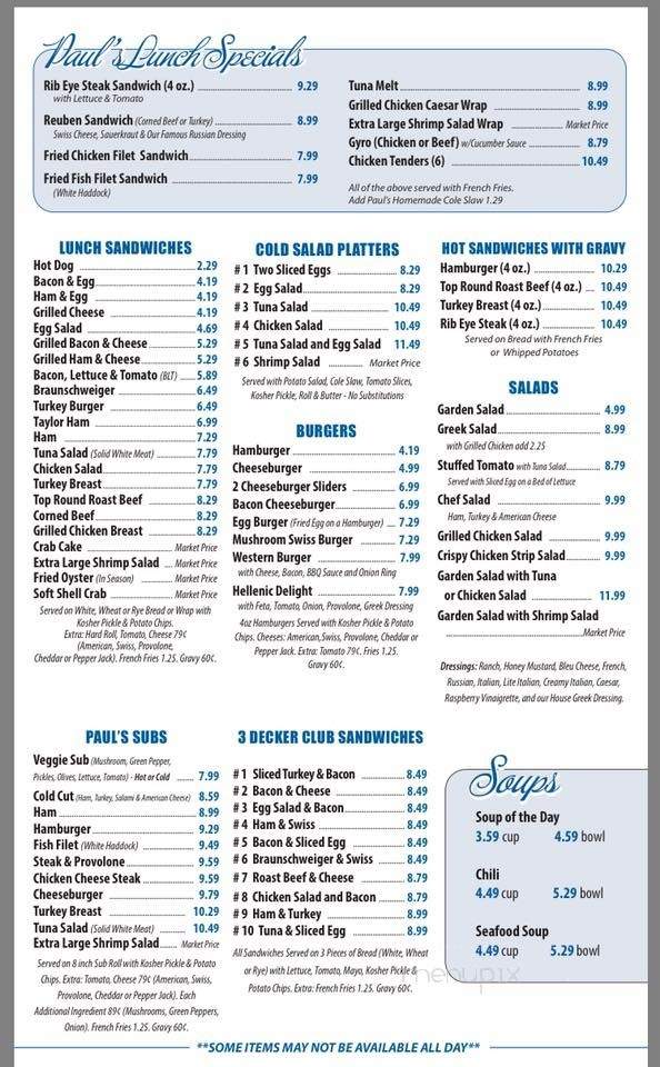 Paul's Lunchenette - Baltimore, MD menu_pic