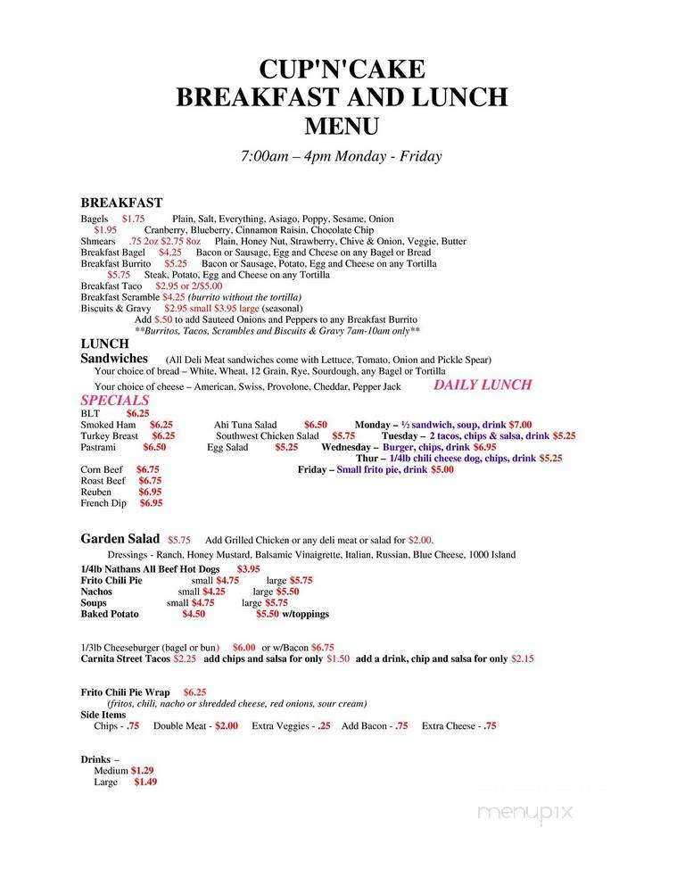 Cup'n'Cake - Bartlesville, OK menu_pic