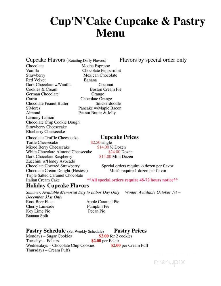 Cup'n'Cake - Bartlesville, OK menu_pic