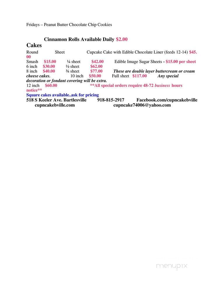 Cup'n'Cake - Bartlesville, OK menu_pic