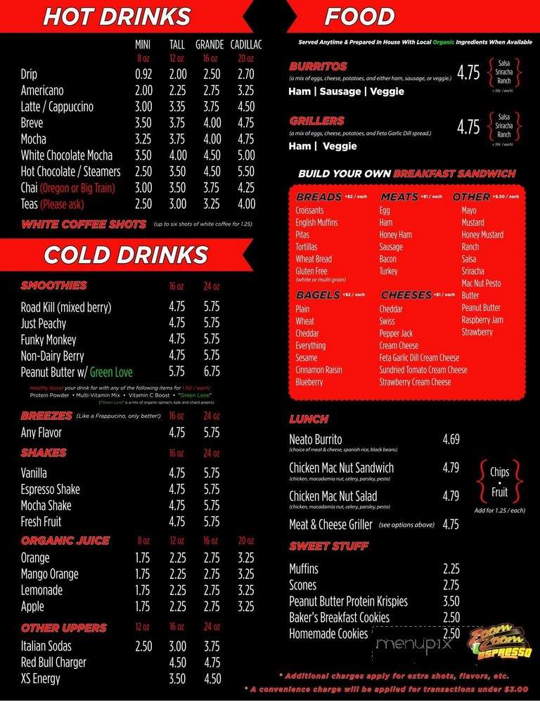 Zoom Zoom Espresso - Bellingham, WA menu_pic