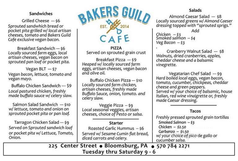 Bakers Guild Cafe - Bloomsburg, PA