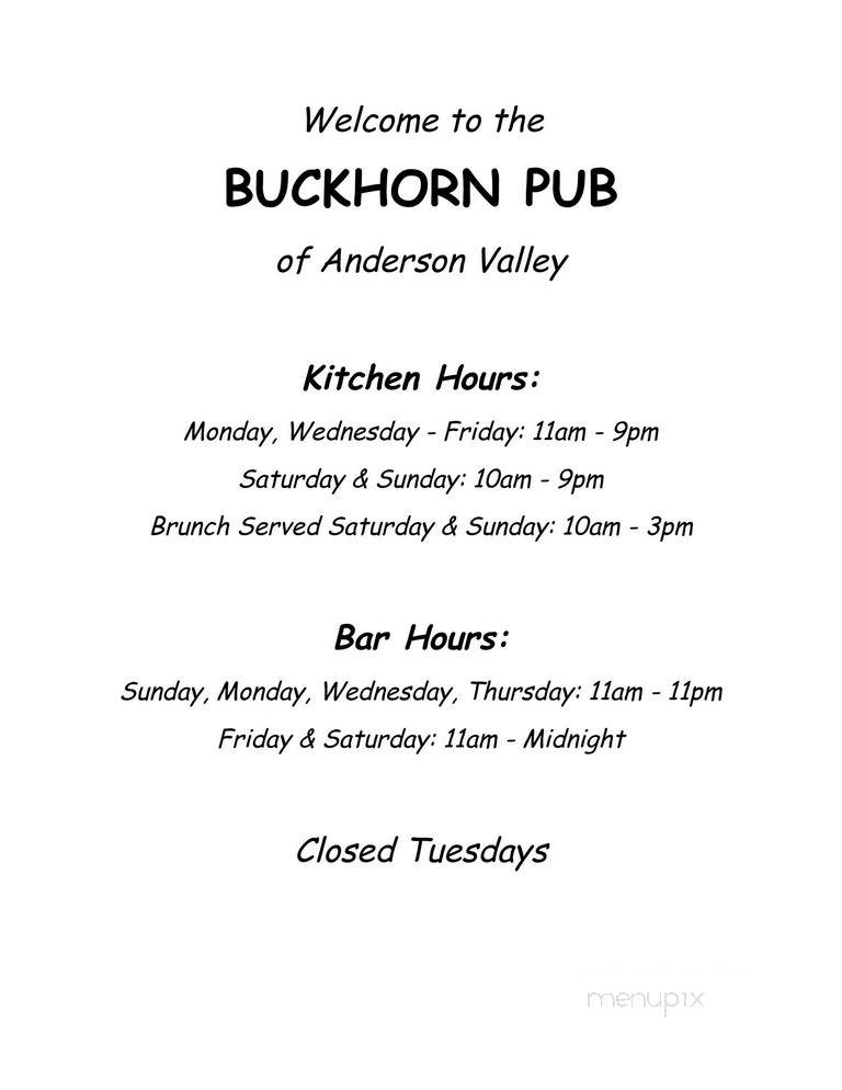 The Buckhorn Boonville - Boonville, CA menu_pic