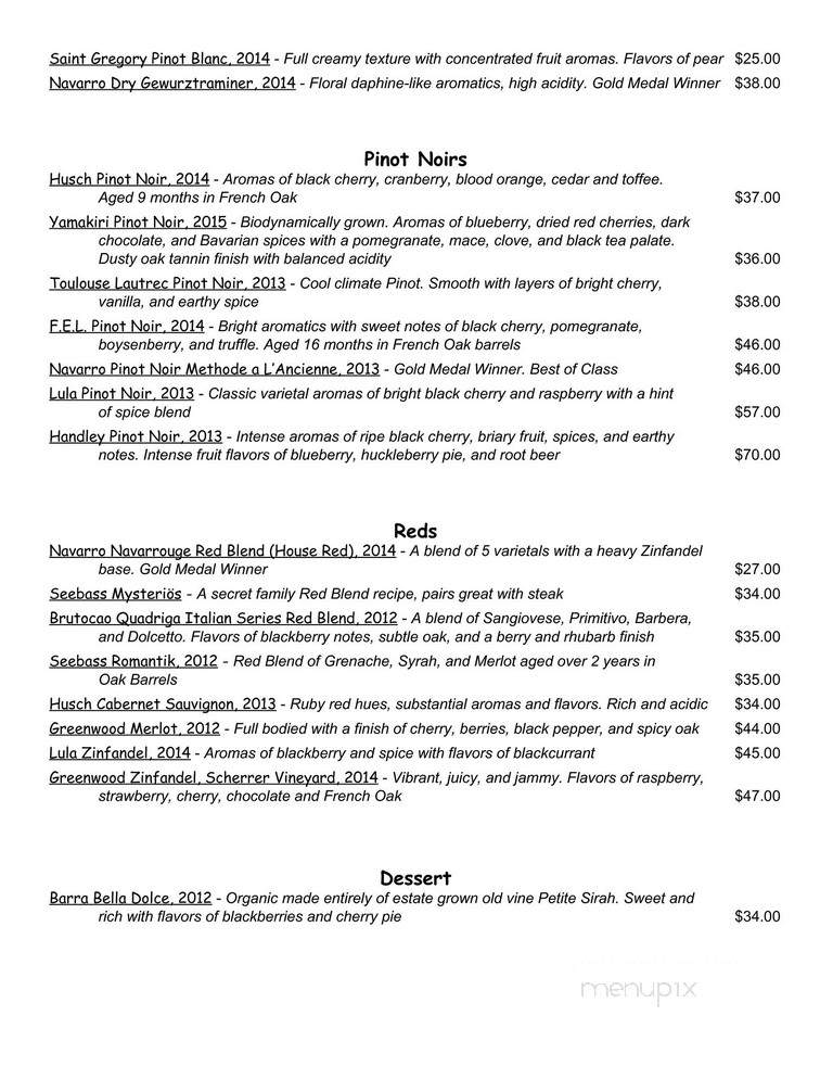 The Buckhorn Boonville - Boonville, CA menu_pic