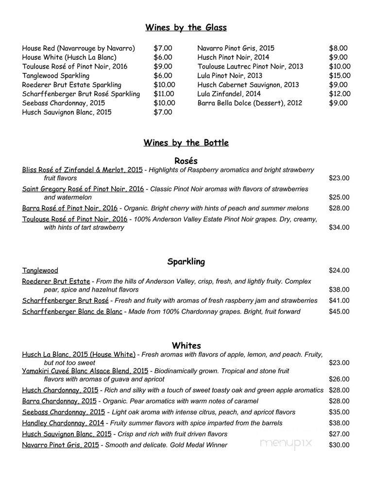 The Buckhorn Boonville - Boonville, CA menu_pic
