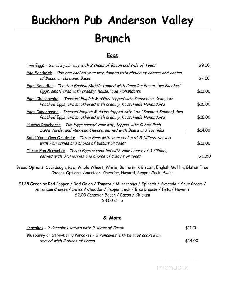 The Buckhorn Boonville - Boonville, CA menu_pic