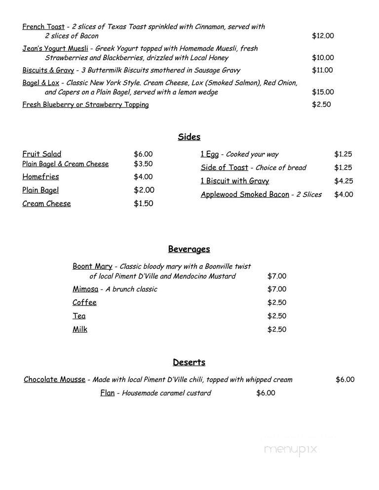 The Buckhorn Boonville - Boonville, CA menu_pic