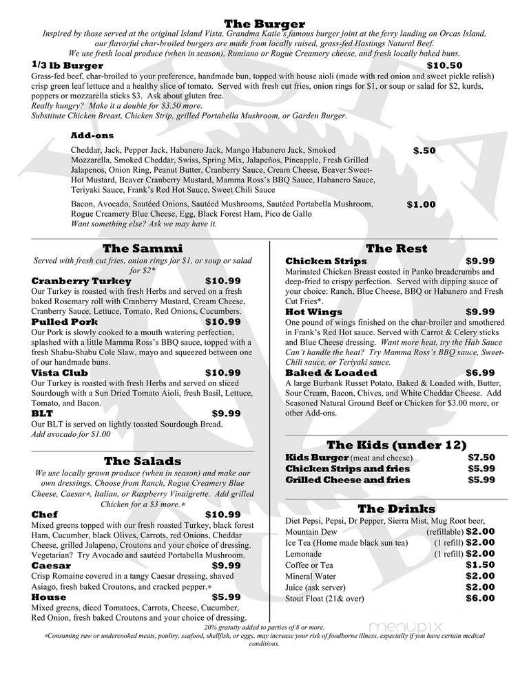 The Vista Pub - Brookings, OR menu_pic