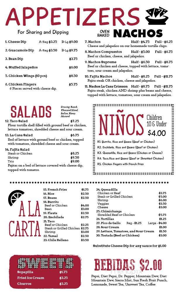 La Casa Crimson - Brookwood, AL menu_pic