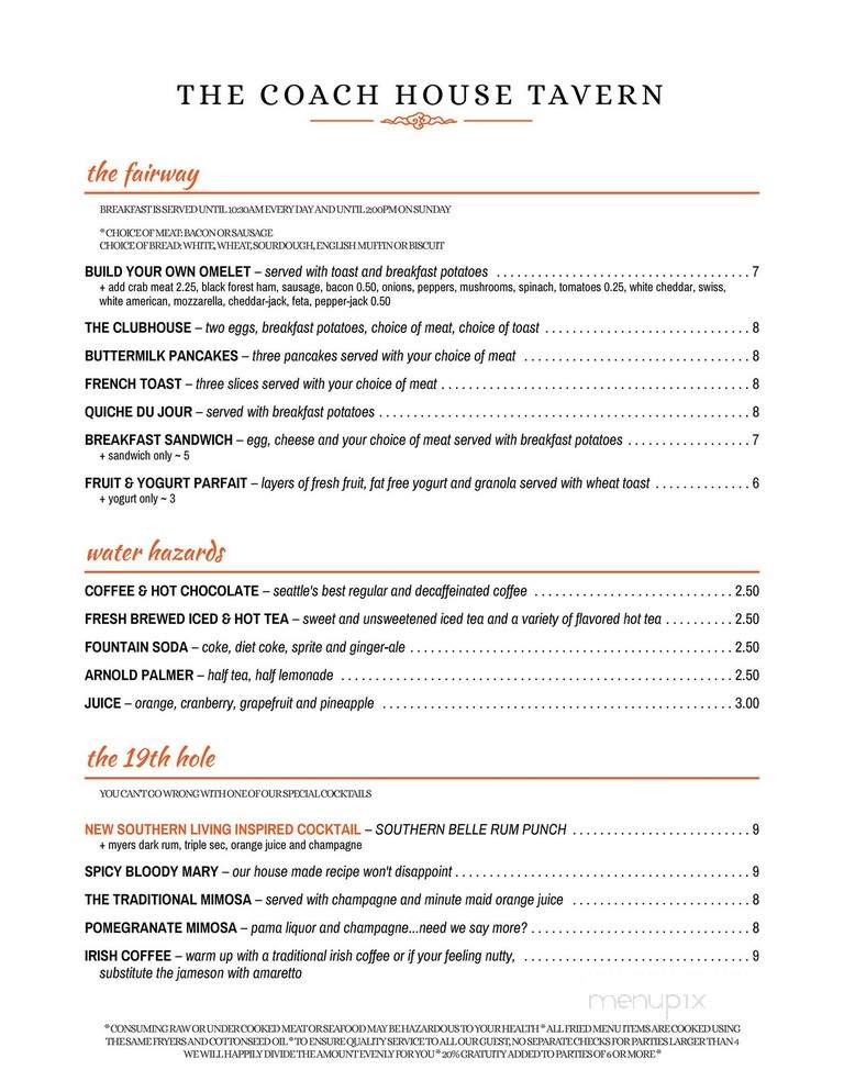 Coach House Tavern - Cape Charles, VA menu_pic