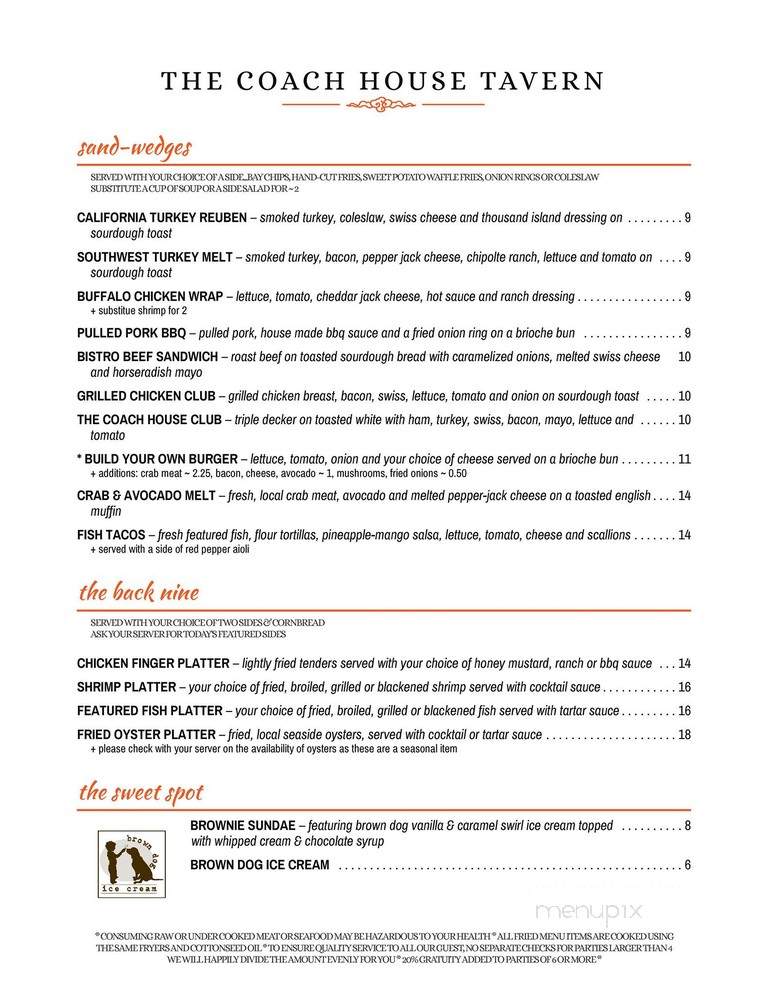 Coach House Tavern - Cape Charles, VA menu_pic