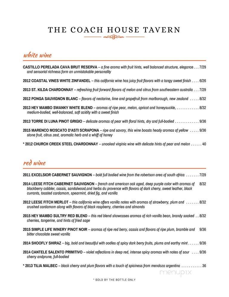 Coach House Tavern - Cape Charles, VA menu_pic