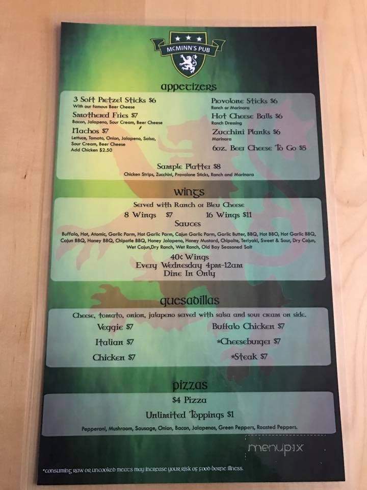 McMinn's Pub Grille - Castle Shannon, PA menu_pic