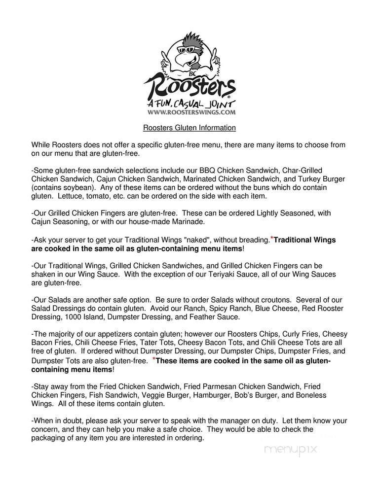 Rooster's - Clarksville, IN menu_pic