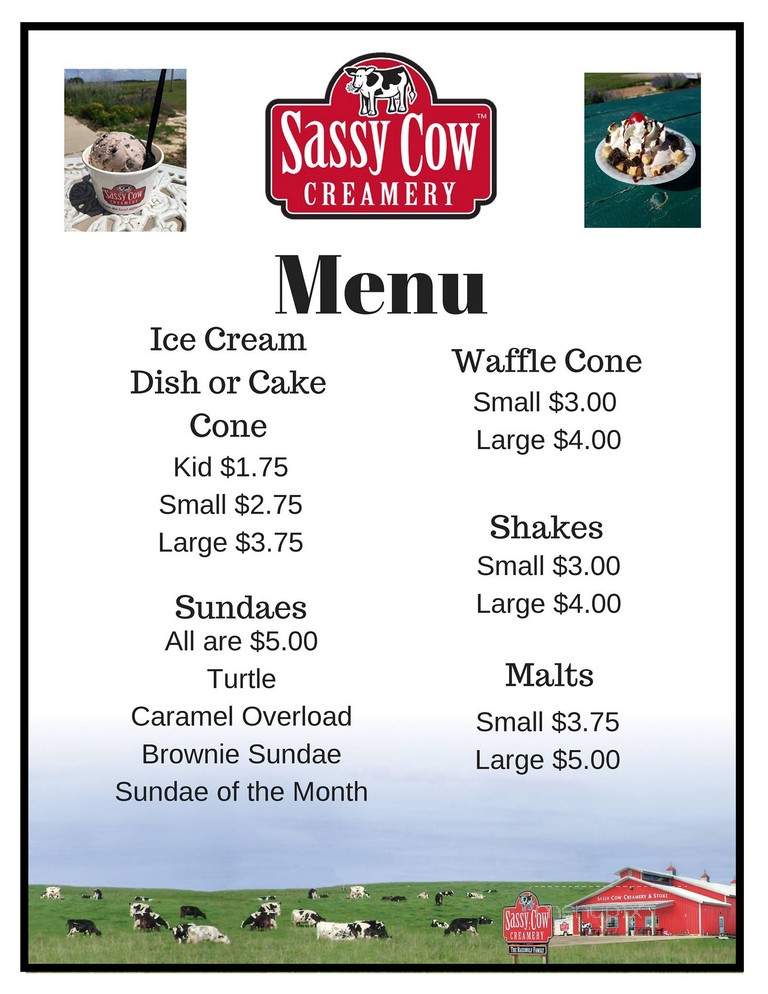 Sassy Cow Creamery - Columbus, WI menu_pic