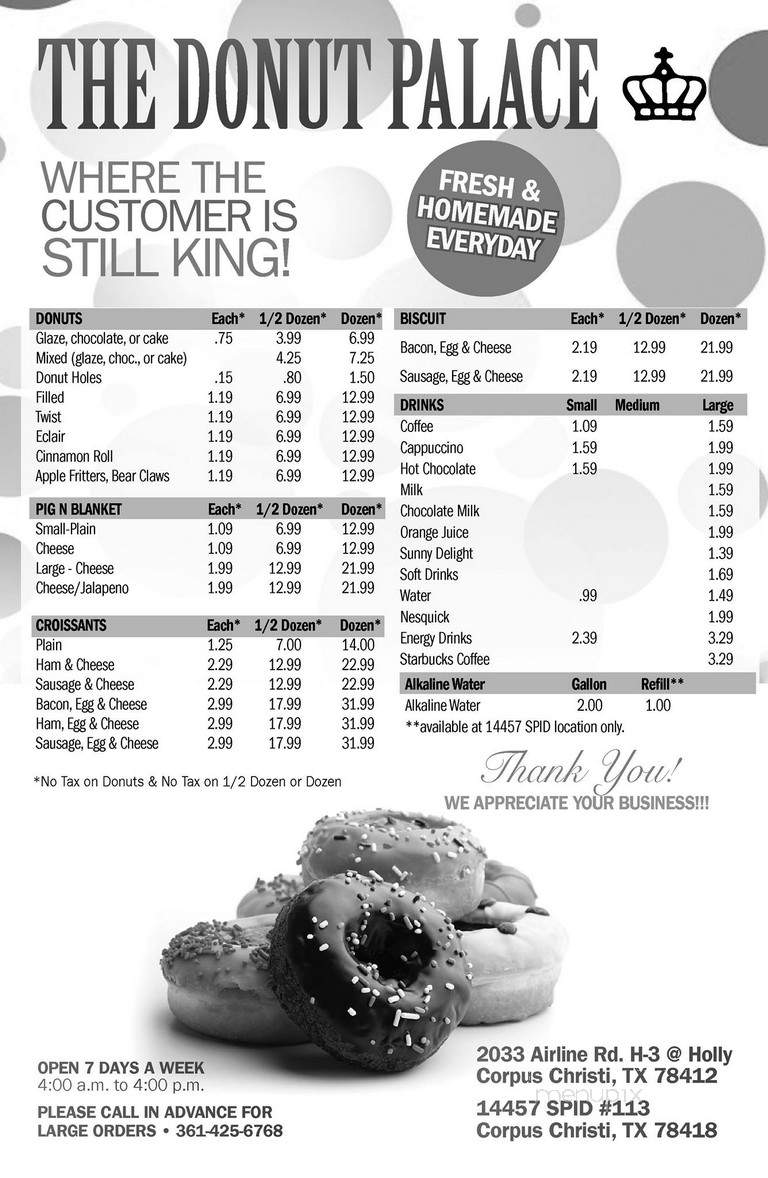 The Donut Palace - Corpus Christi, TX menu_pic
