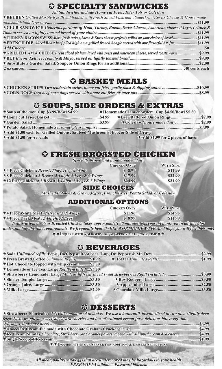 Last Stand Diner Saloon - Coulee City, WA menu_pic