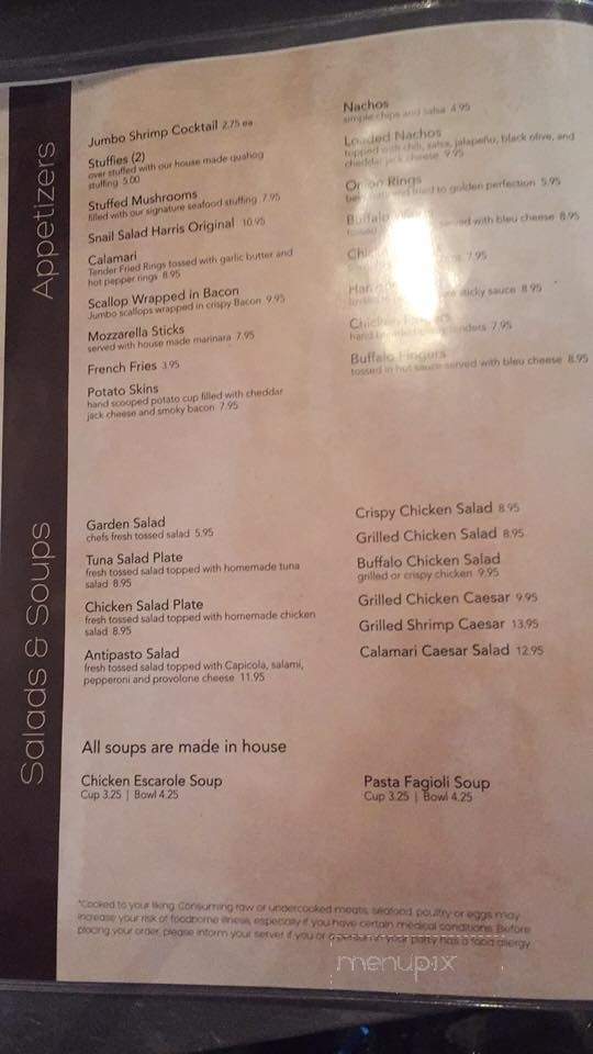 Harris Bar Grill - Coventry, RI menu_pic