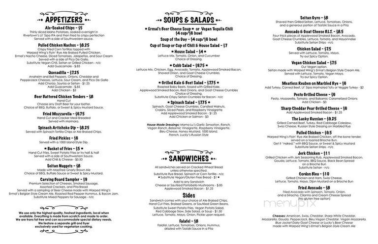 Lucky's Taproom Eatery - Dayton, OH menu_pic