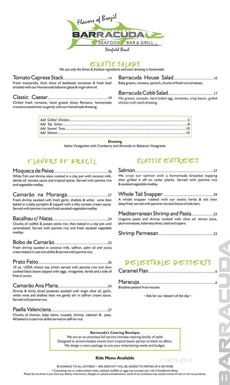 Barracuda Bar and Seafood - Deerfield Beach, FL menu_pic