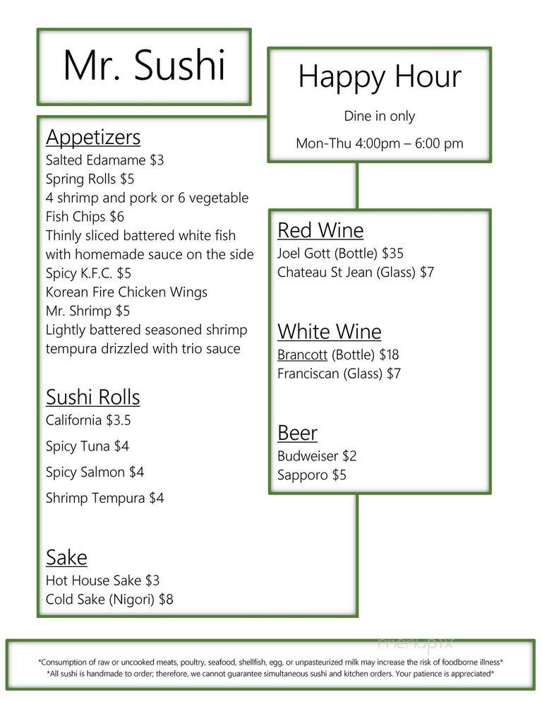 Mr Sushi - Dublin, OH menu_pic