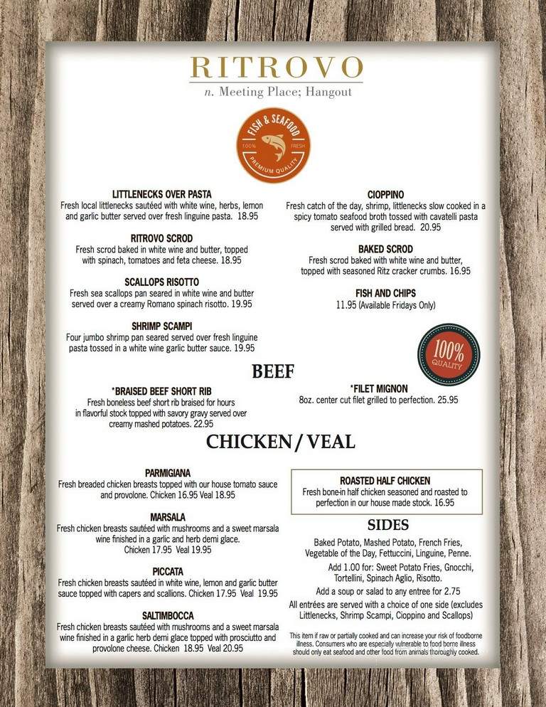 Ritrovo Italian Pub - East Greenwich, RI menu_pic