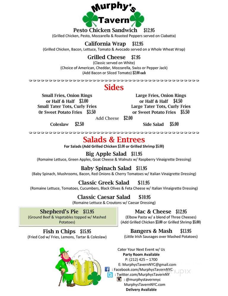 Murphy's Tavern - New York, NY menu_pic