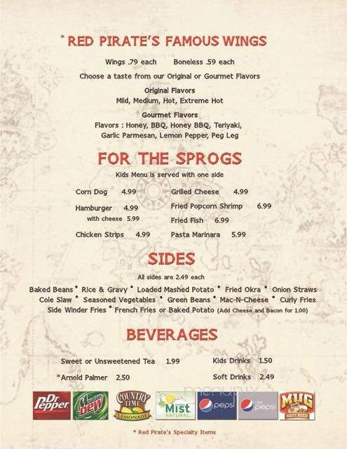 Red Pirate Family Grill - Eastpoint, FL menu_pic
