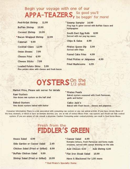 Red Pirate Family Grill - Eastpoint, FL menu_pic