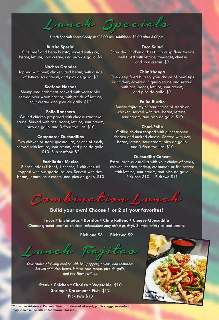 Compadres - Edinboro, PA menu_pic