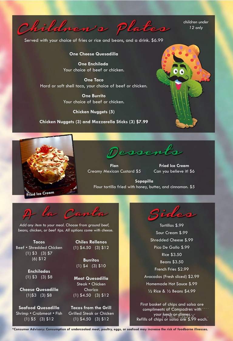 Compadres - Edinboro, PA menu_pic