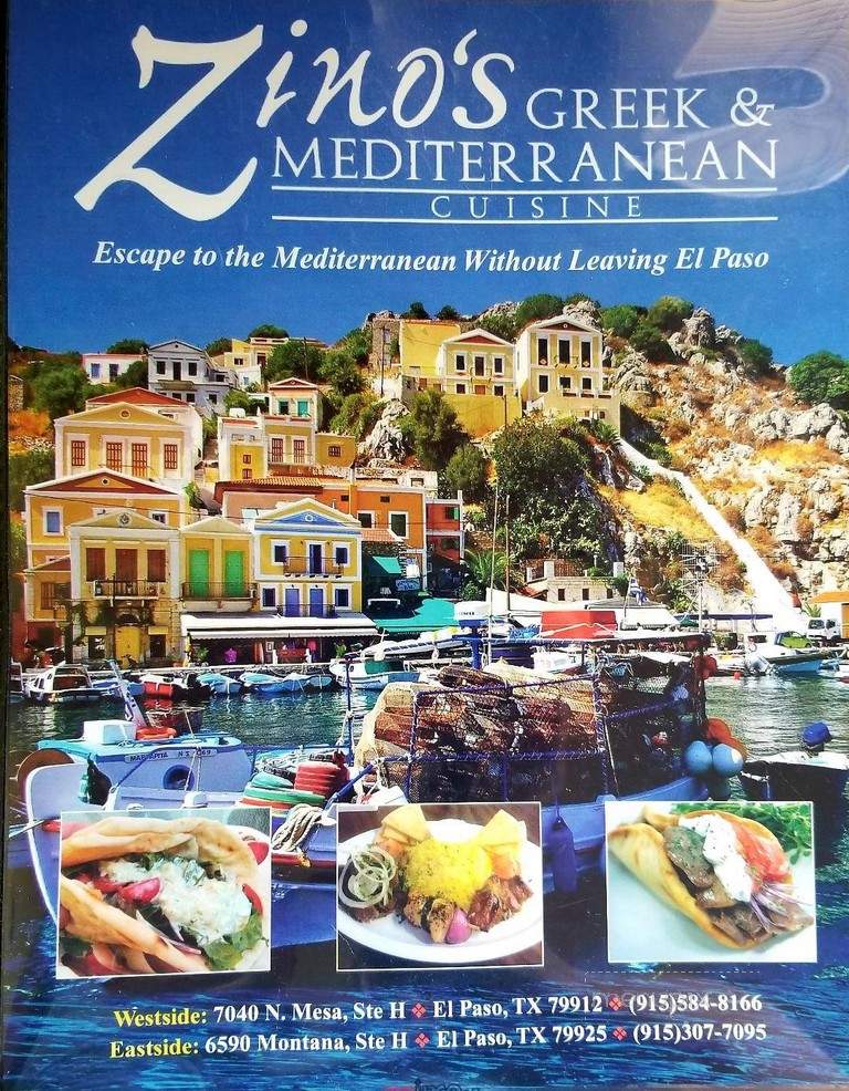Menu of Zino's Greek & Mediterranean Cuisine in El Paso, TX 79912